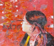 Aga in red, akryl, płótno